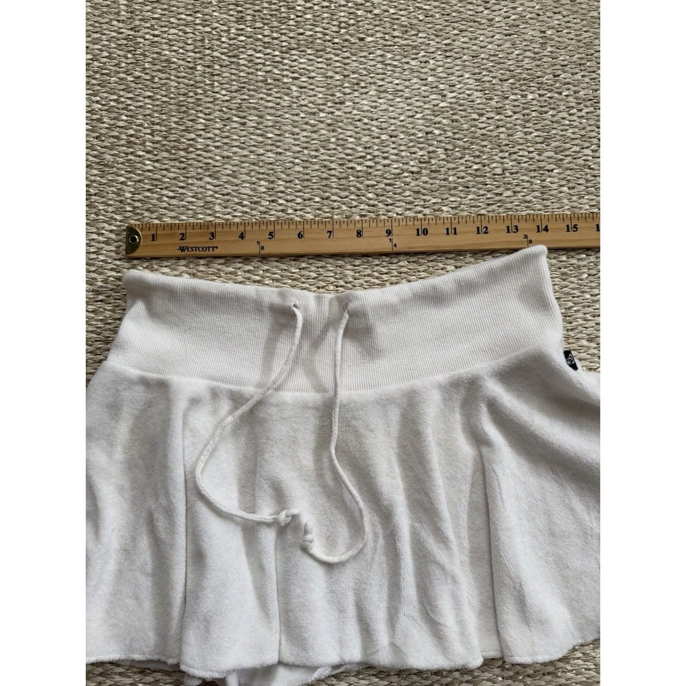 Vintage Y2K Self Esteem White Terry Toweling Mini Skirt M Short Flouncy Festival - Picture 3 of 7